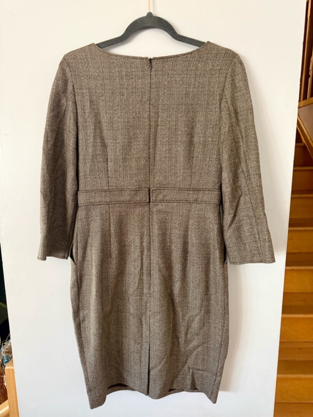 Armani Collezioni Brown Tweed 100% Virgin Wool Sheath Dress - Size 8 - Picture 3 of 7